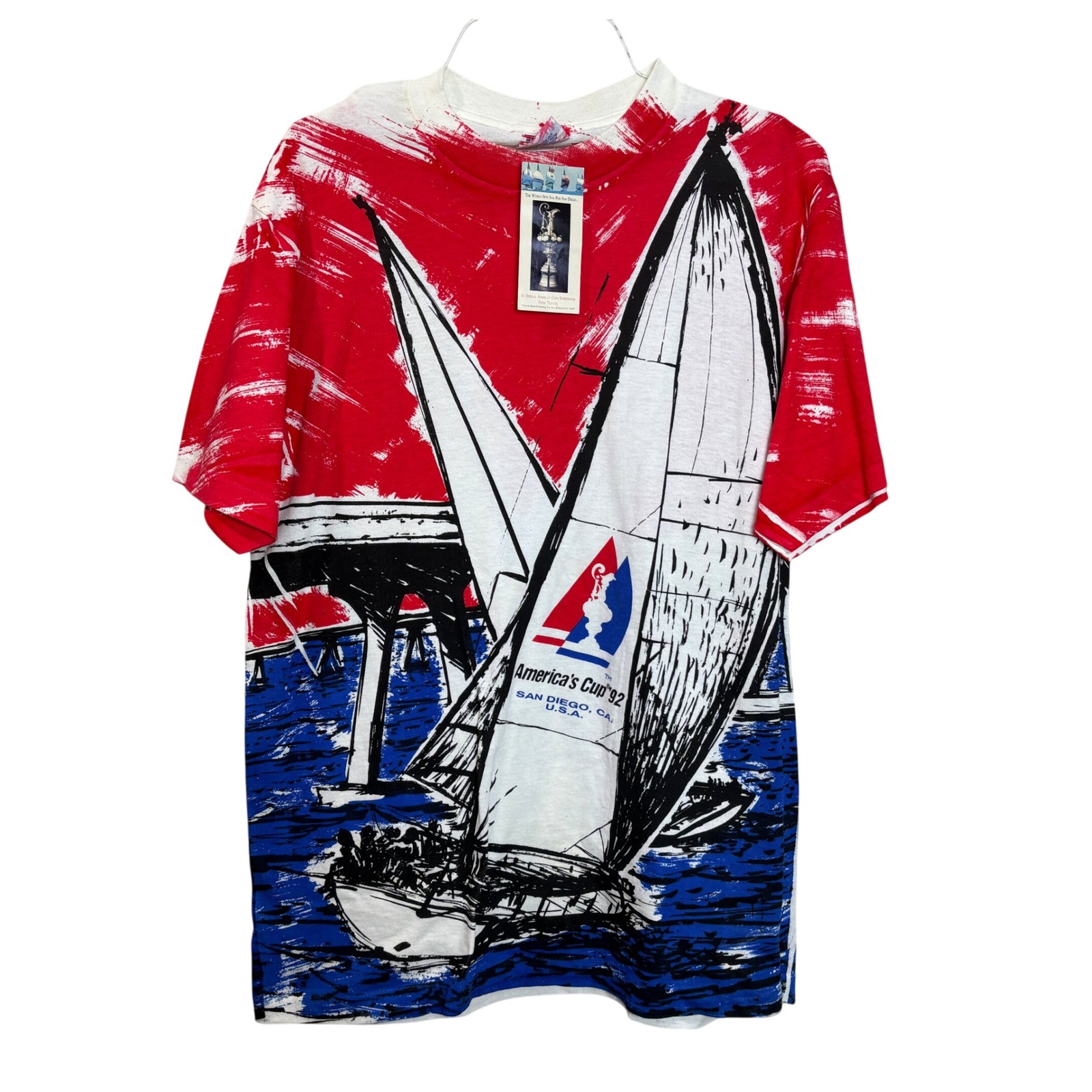 1992 Americas Cup Tee Shirt Nwt Vintage 90s Single Stitch Aop Sailing Regatta